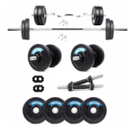 Watson Home Gym Equipments Kit Weight Plates, 3Ft, 5Ft Gym Rods and 20Kg (3kg x 4 + 2kg x4) Rubber Weight Plates, 25mm, 14" Cast Iron Dumbbells Rods with Rubber Plates | Home Gym Set | Home Gym Combo