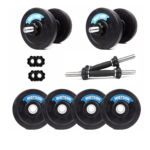 Watson Home Gym Equipments Kit with 20Kg (5KGX4) Rubber Weight Plates And14 Cast Iron Dumbbells Rods, Home Gym Dumbbell Set